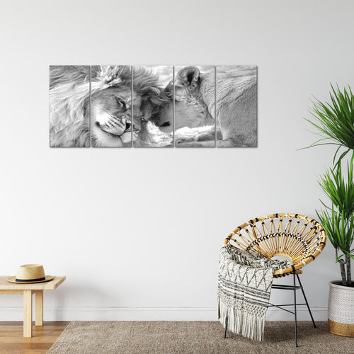 Runa Art Bild Löwen Liebe Wandbilder auf Vlies Leinwand 5 Teilig Wanddekoration Wohnzimmer Schlafzimmer 002156c