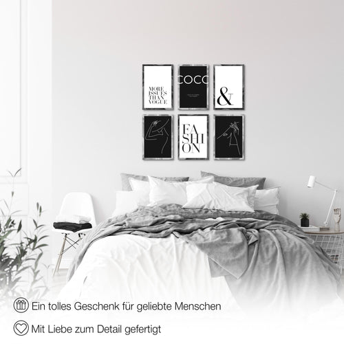 Novart Wandbilder Set Coco - KOMPLETT AUFHÄNGFERTIG - Made in Germany - Moderne Bilder  Wohnzimmer Mädchen Teenager - N002364a