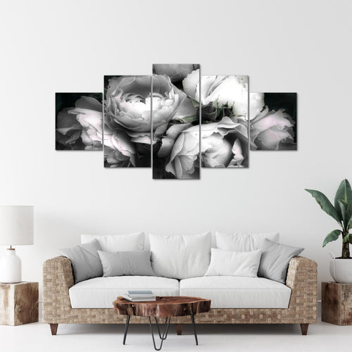 Runa Art - Bilder Blumen Rosen 200 x 100 cm 5 Teilig XXL Wanddekoration Design Schwarz Bunt 039151c