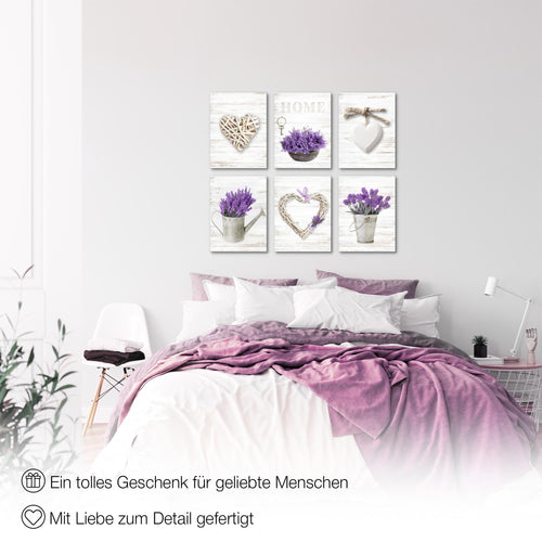 Novart Wandbilder - KEIN EXTRA RAHMEN BENÖTIGT - Wohnzimmer Schlafzimmer - Bilder Modern Home Provence - Lavendel Viollet - N003065a