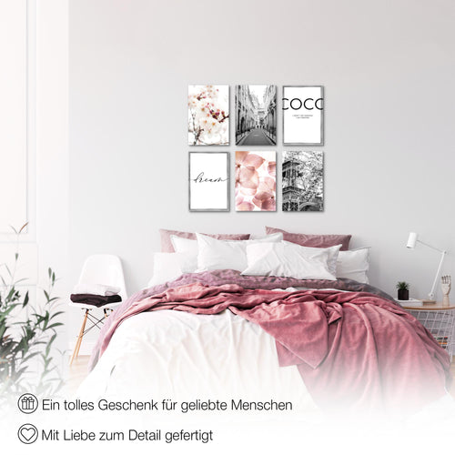 Novart Wandbilder Set Fashion - KOMPLETT AUFHÄNGFERTIG - Made in Germany - Moderne Bilder  Wohnzimmer Mädchen Teenager - N004964a