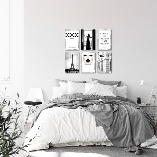 Novart Wandbilder Set Paris Fashion - KOMPLETT AUFHÄNGFERTIG - Made in Germany - Moderne Bilder  Wohnzimmer Schlafzimmer - N015664a