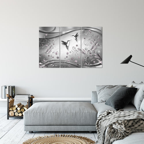 Runa Art Wandbilder Vintage Vogel Bild XXL Wohnzimmer Schlafzimmer Schwarz Weiss Abstrakt 120 x 80 cm 3 Teilig 038331c