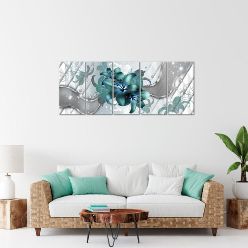 Runa Art Bild Blumen Lilien Wandbilder auf Vlies Leinwand 5 Teilig Wanddekoration Wohnzimmer Schlafzimmer 016556a