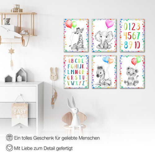 Novart Wandbilder - KEIN EXTRA RAHMEN BENÖTIGT - Kinderzimmer Mädchen Junge - Bilder Modern Tiere - Afrika Bunt - N016665c