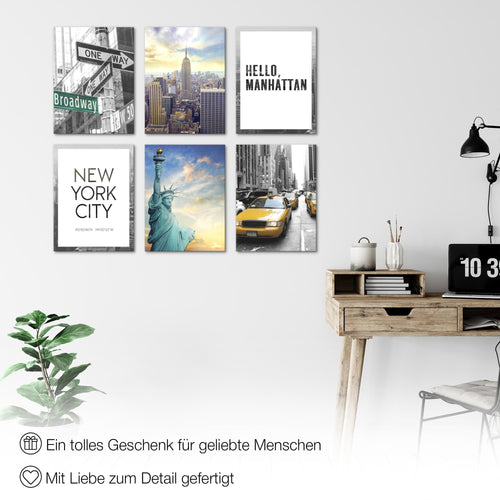 Novart Wandbilder - KEIN EXTRA RAHMEN BENÖTIGT - Wohnzimmer Mädchen Teenager - Bilder Modern New York - NY USA - N001165a