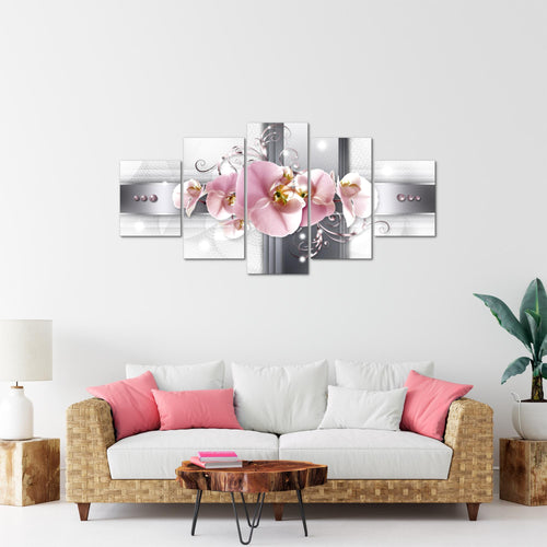 Runa Art Bild Wohnzimmer Schlafzimmer Büro Blumen Pflanzen 5 Teilig Rosa Orchideen Wandbilder auf Vlies Leinwand 008353a