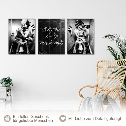 Novart Bilder Set Street Art - KEIN EXTRA RAHMEN BENÖTIGT - Wandbilder für Wohnzimmer Schlafzimmer Büro - 3 Teilig Deko Entspannung - N040136a