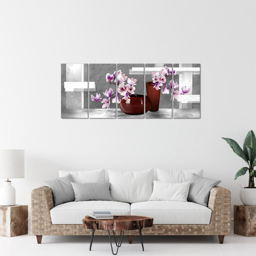 Runa Art Bild Blumen Abstrakt Wandbilder auf Vlies Leinwand 5 Teilig Wanddekoration Wohnzimmer Schlafzimmer 035256c
