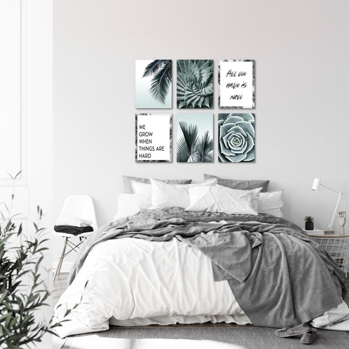 Novart Wandbilder - KEIN EXTRA RAHMEN BENÖTIGT - Wohnzimmer Schlafzimmer - Bilder Modern Afrika Palmen - Mit Spruch - N015165a