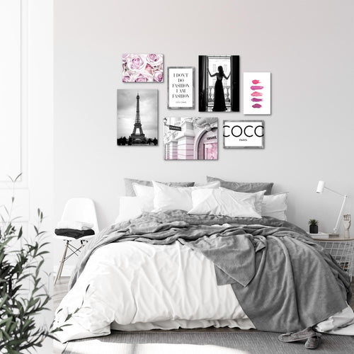Novart Wandbilder Fashion - KOMPLETT AUFHÄNGFERTIG - Coco Wohnzimmer Mädchen Teenager - 7 Moderne Mood-Bilder - N015671a