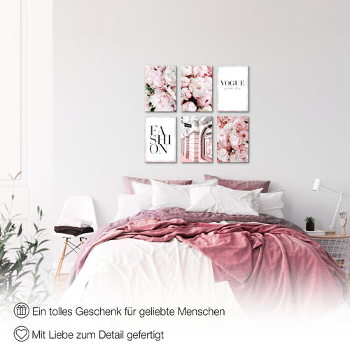Novart Wandbilder Set Coco Fashion - KOMPLETT AUFHÄNGFERTIG - Made in Germany - Moderne Bilder  Wohnzimmer Mädchen Teenager - N016064a