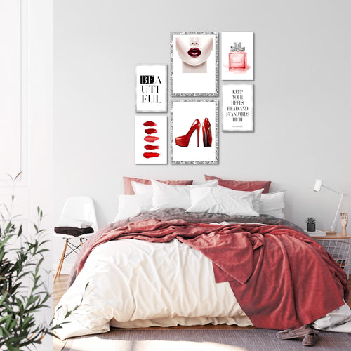 Novart Wandbilder Set Fashion Beauty - KEIN EXTRA RAHMEN BENÖTIGT -  Modern Deko  - Wohnzimmer Mädchen Teenager N018963a