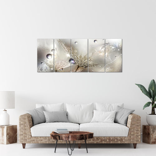 Runa Art Bild Blumen Pusteblumen Wandbilder auf Vlies Leinwand 5 Teilig Wanddekoration Wohnzimmer Schlafzimmer 043156a