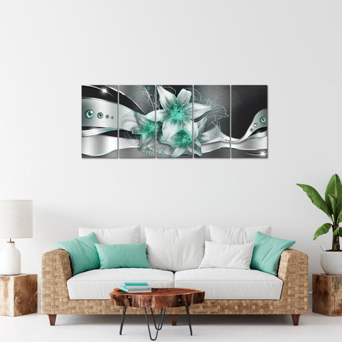 Runa Art Bild Blumen Lilien Wandbilder auf Vlies Leinwand 5 Teilig Wanddekoration Wohnzimmer Schlafzimmer 039656b