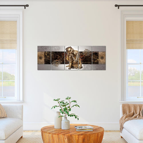 Runa Art Bild Buddha Zen Wandbilder auf Vlies Leinwand 5 Teilig Wanddekoration Wohnzimmer Schlafzimmer 041356c