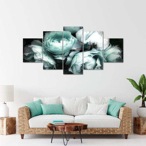 Runa Art - Bilder Blumen Rosen 200 x 100 cm 5 Teilig XXL Wanddekoration Design Schwarz Bunt 039151b