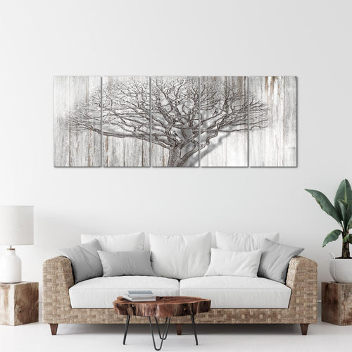Runa Art Wandbild XXL Baum Abstrakt Wohnzimmer 200 x 80 cm Schwarz Weiss 5 Teilig - Made in Germany - 039955b