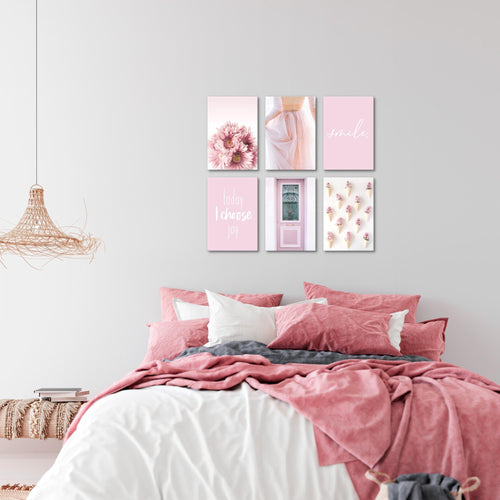Novart Wandbilder Set Fashion - KOMPLETT AUFHÄNGFERTIG - Made in Germany - Moderne Bilder  Wohnzimmer Mädchen Teenager - N008464a