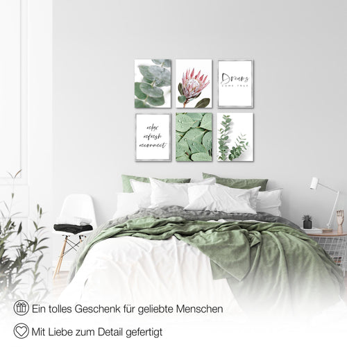 Novart Wandbilder - KEIN EXTRA RAHMEN BENÖTIGT - Wohnzimmer Schlafzimmer - Bilder Modern Grüne Blätter Pflanze - Natur Blumen  - N005365a
