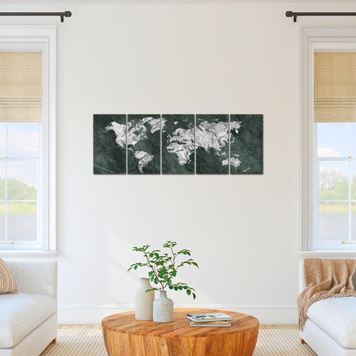 Runa Art Bild Weltkarte Wandbilder auf Vlies Leinwand 5 Teilig Wanddekoration Büro Wohnzimmer 002956c