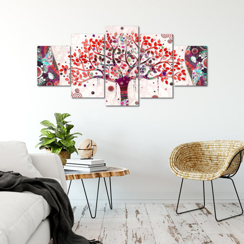 Runa Art - Bilder Gustav Klimt Baum des Lebens 200 x 100 cm 5 Teilig XXL Wanddekoration Design Rosa 004651c