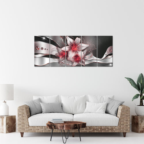 Runa Art Bild Blumen Lilien Wandbilder auf Vlies Leinwand 5 Teilig Wanddekoration Wohnzimmer Schlafzimmer 039656c