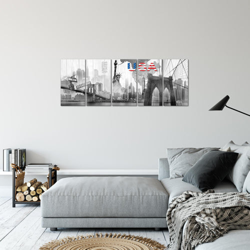 Runa Art Bild New York Wandbilder auf Vlies Leinwand 5 Teilig Wanddekoration Wohnzimmer Büro 034756c