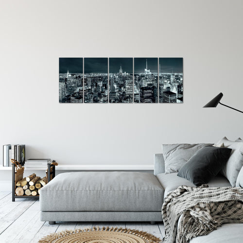 Runa Art Bild New York Skyline Wandbilder auf Vlies Leinwand 5 Teilig Wanddekoration Wohnzimmer Büro 036256b