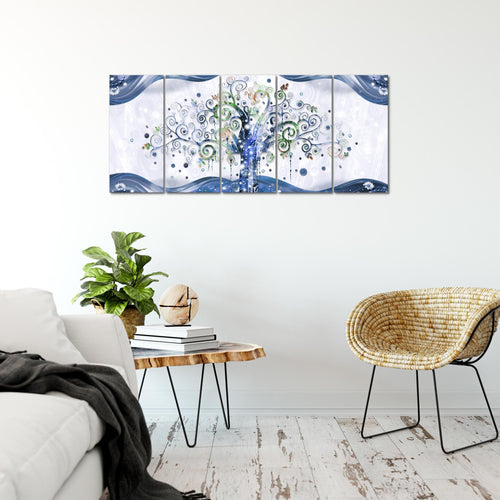Runa Art Bild Gustav Klimt Baum des Lebens Wandbilder auf Vlies Leinwand 5 Teilig Wanddekoration Wohnzimmer 003056b
