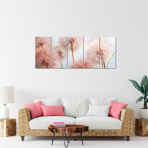 Runa Art Bild Blumen Pusteblumen Wandbilder auf Vlies Leinwand 5 Teilig Wanddekoration Wohnzimmer Schlafzimmer 042056a