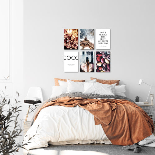 Novart Wandbilder Set Fashion Paris - KOMPLETT AUFHÄNGFERTIG - Made in Germany - Moderne Bilder  Wohnzimmer Mädchen Teenager - N008264a