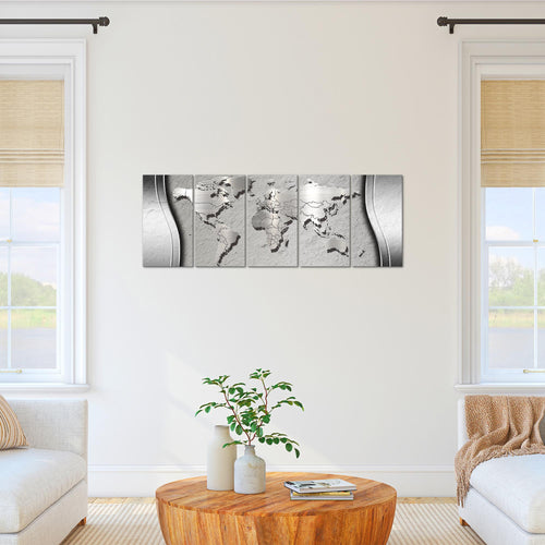 Runa Art Bild Weltkarte Wandbilder auf Vlies Leinwand 5 Teilig Wanddekoration Büro Wohnzimmer 107256c