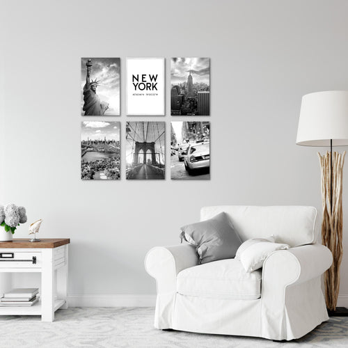 Novart Wandbilder Set New York City - KOMPLETT AUFHÄNGFERTIG - Made in Germany - Moderne Bilder  Wohnzimmer Büro - N013164a