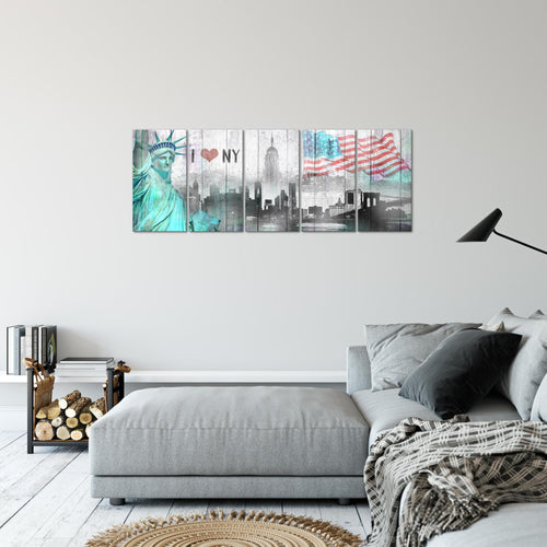 Runa Art Bild New York City Wandbilder auf Vlies Leinwand 5 Teilig Wanddekoration Wohnzimmer Büro 034256a