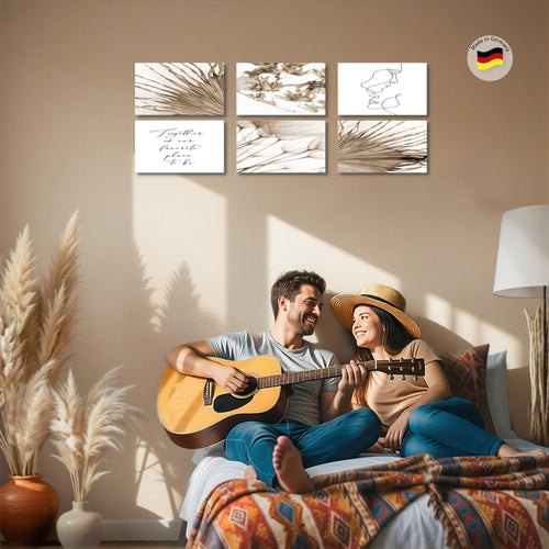 Novart Wandbilder - KEIN EXTRA RAHMEN BENÖTIGT - Wohnzimmer Schlafzimmer - Bilder Modern Boho Natur - Line Art - N026965a