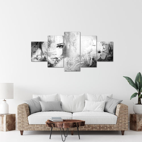 Runa Art Bild Wohnzimmer Schlafzimmer Blumen Vintage 5 Teilig Frau Bunt Wandbilder auf Vlies Leinwand 039353c