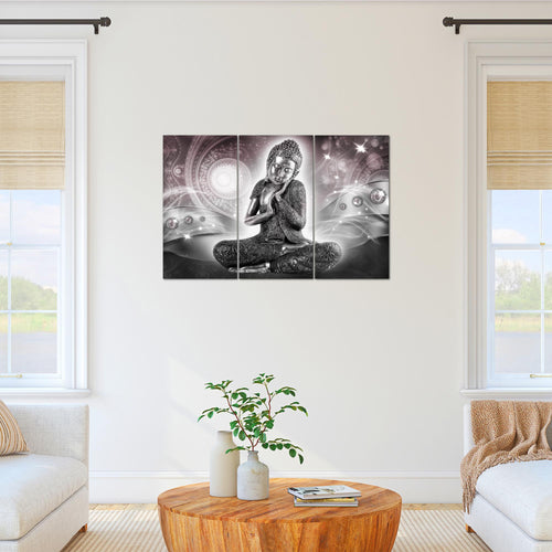 Runa Art Wandbilder Buddha Zen Bild XXL Wohnzimmer Schlafzimmer Rosa Grau Feng Shui 120 x 80 cm 3 Teilig 041631c