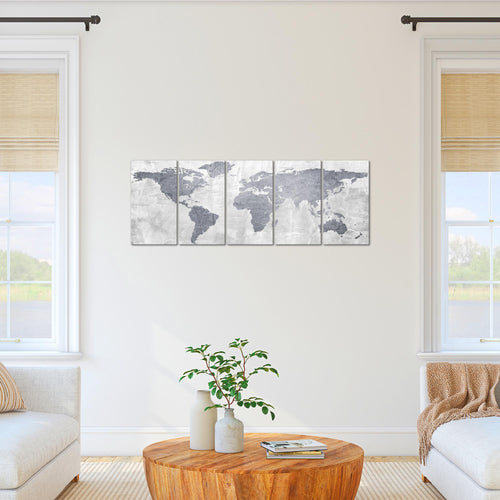Runa Art Bild Weltkarte Wandbilder auf Vlies Leinwand 5 Teilig Wanddekoration Wohnzimmer Schlafzimmer Büro 104356c