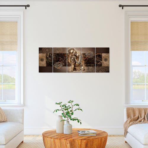 Runa Art Bild Buddha Zen Wandbilder auf Vlies Leinwand 5 Teilig Wanddekoration Wohnzimmer Schlafzimmer 041356b