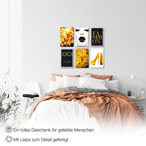 Novart Wandbilder Set Fashion - KOMPLETT AUFHÄNGFERTIG - Made in Germany - Moderne Bilder  Wohnzimmer Mädchen Teenager - N002264b