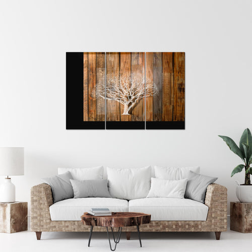 Runa Art Wandbilder Baum Abstrakt Bild XXL Wohnzimmer Beige Braun Holzmotiv 120 x 80 cm 3 Teilig 039931a