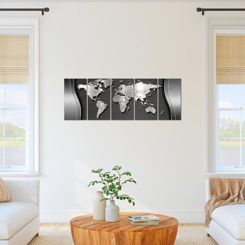 Runa Art Bild Weltkarte Wandbilder auf Vlies Leinwand 5 Teilig Wanddekoration Büro Wohnzimmer 107256a