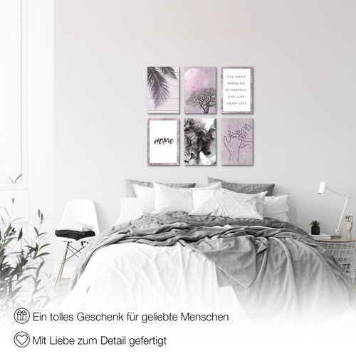 Novart Wandbilder Set Löwen Liebe - KOMPLETT AUFHÄNGFERTIG - Made in Germany - Moderne Bilder  Wohnzimmer Schlafzimmer - N018564b