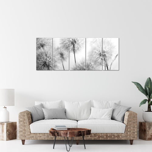 Runa Art Bild Blumen Pusteblumen Wandbilder auf Vlies Leinwand 5 Teilig Wanddekoration Wohnzimmer Schlafzimmer 042056c