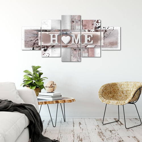 Runa Art - Bilder Love 200 x 100 cm 5 Teilig XXL Wanddekoration Design Zuhause Weiß 504551b