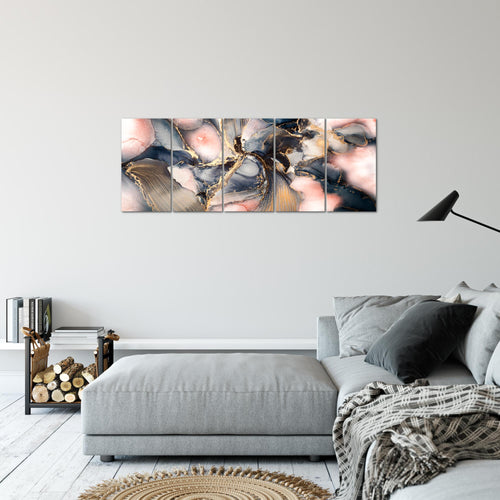 Runa Art Bild Abstrakt Wandbilder auf Vlies Leinwand 5 Teilig Wanddekoration Wohnzimmer Schlafzimmer 043856a