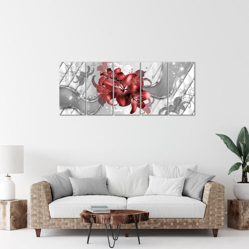 Runa Art Bild Blumen Lilien Wandbilder auf Vlies Leinwand 5 Teilig Wanddekoration Wohnzimmer Schlafzimmer 016556b