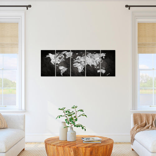 Runa Art Bild Weltkarte Wandbilder auf Vlies Leinwand 5 Teilig Wanddekoration Büro Wohnzimmer 002956a