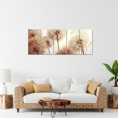 Runa Art Bild Blumen Pusteblumen Wandbilder auf Vlies Leinwand 5 Teilig Wanddekoration Wohnzimmer Schlafzimmer 042056b